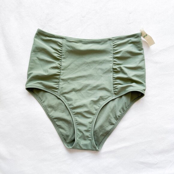 aerie Other - Aerie Ruched Side High Waisted Full Coverage Bikini Bottom - Olive Green